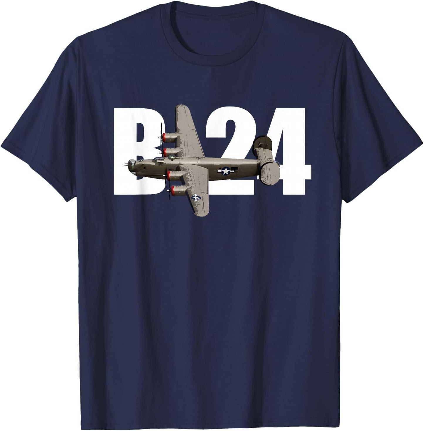 B-24 B24 Liberator WW2 Bomber Plane Pilot T shirt T-Shirt - T-Shirt | Navy