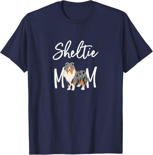 Sheltie Shelties MERLE Sheltie Mom T-Shirt - T-Shirt | Navy