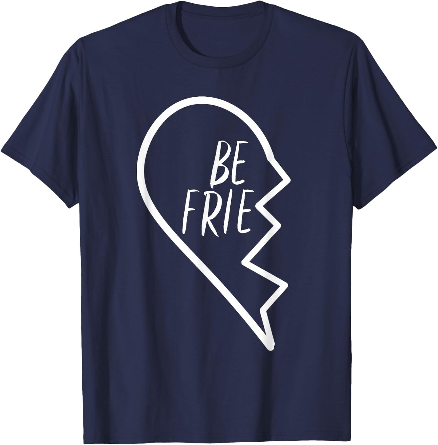 Best Friends Apparel Matching Broken Heart First Half #1 T-Shirt - T-Shirt | Navy