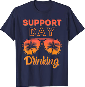 Support Day Drinking Funny Summer Beach Vacation Men Women T-Shirt - T-Shirt | Navy