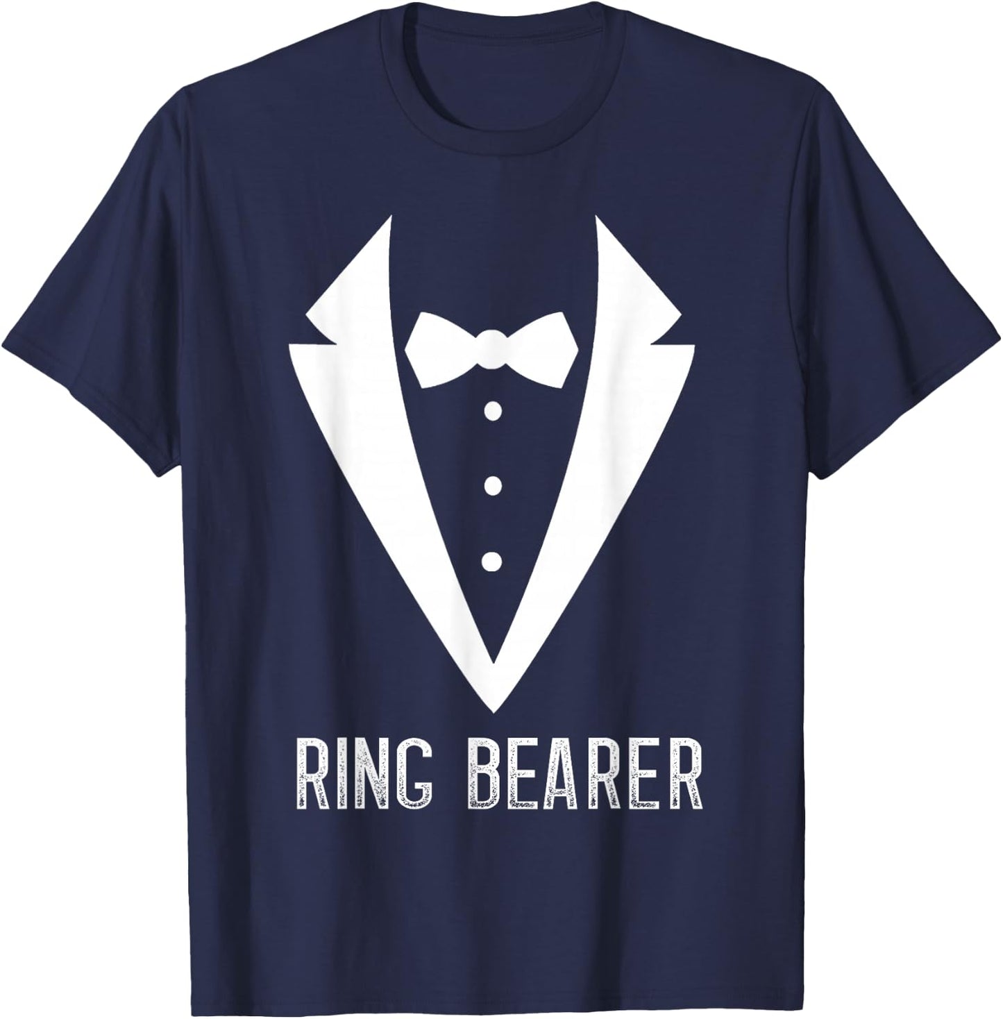 Ring Bearer Attire Ring Wedding Party Bow Tie Security T-Shirt - T-Shirt | Navy