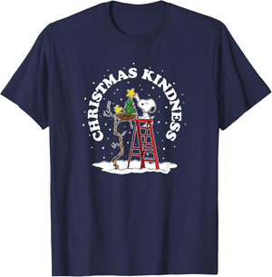 Peanuts - Snoopy and Woodstock Tree Christmas Kindness T-Shirt - T-Shirt | Navy