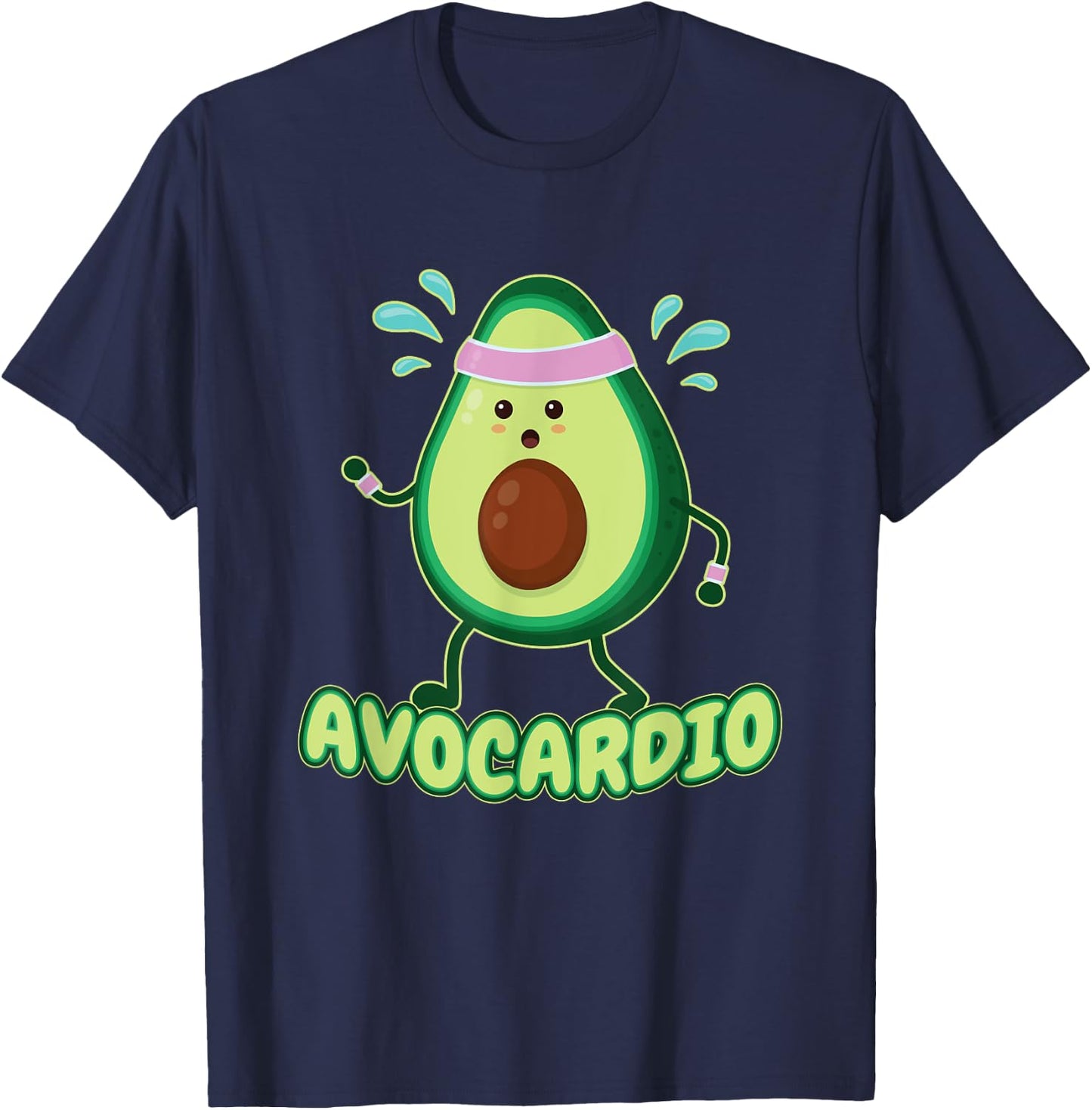 Avocardio Avo-Cardio Exercising Fitness Gym Runner Avocado T-Shirt - T-Shirt | Navy