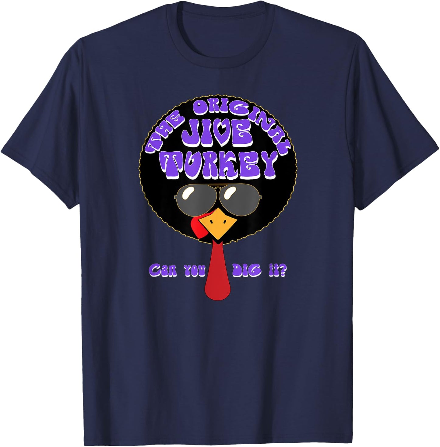 Funny Jive Turkey Face Thanksgiving Day T-Shirt - T-Shirt | Navy