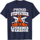 Proud Stepfather Of A Leukemia Warrior Awareness Ribbon T-Shirt - T-Shirt | Navy