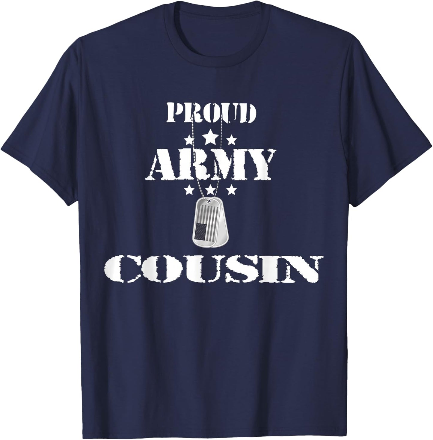 Proud Army Cousin Military Pride American Flag For Veteran Kids Men T-Shirt - T-Shirt | Navy