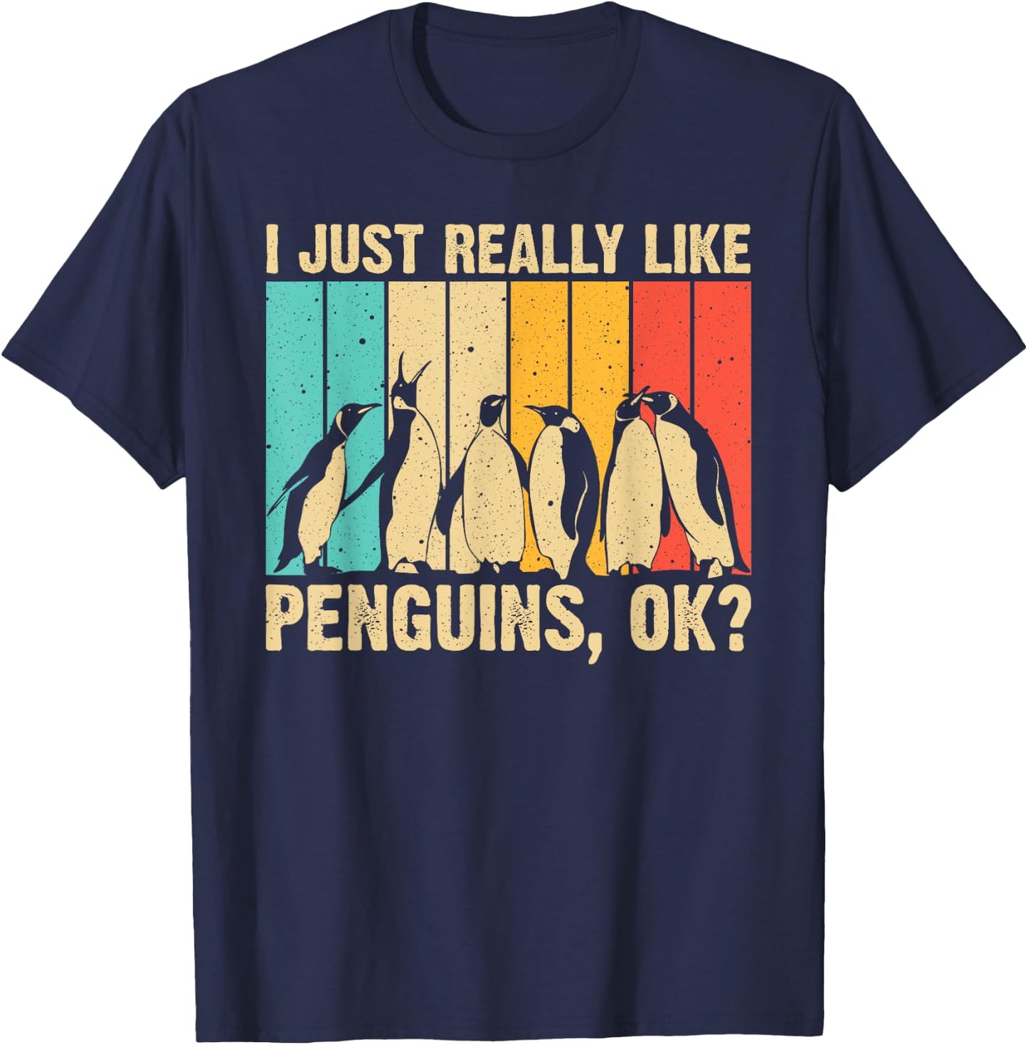 Cool Penguin Art Women Kids Bird Penguin Lovers T-Shirt - T-Shirt | Navy