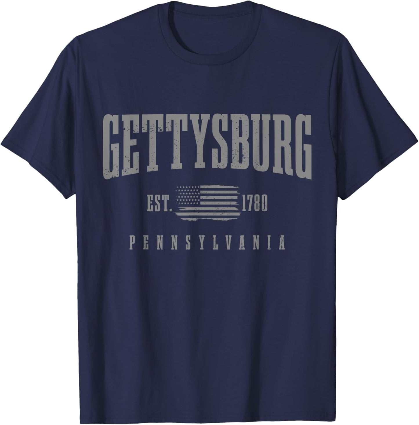 Gettysburg Pennsylvania 1780 Vintage American Flag Patriotic T-Shirt - T-Shirt | Navy