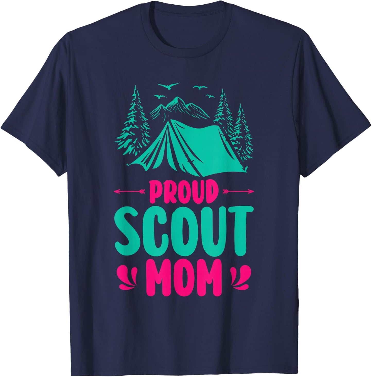 Proud Scout Mom Camping Adventure Outdoor Wildlife Scout T-Shirt - T-Shirt | Navy