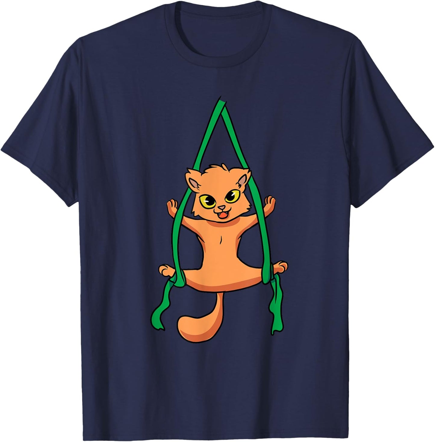 Aerial Silk Dancer Acrobat Funny Cat Aerialist Men Women Girls Kids T-Shirt - T-Shirt | Navy