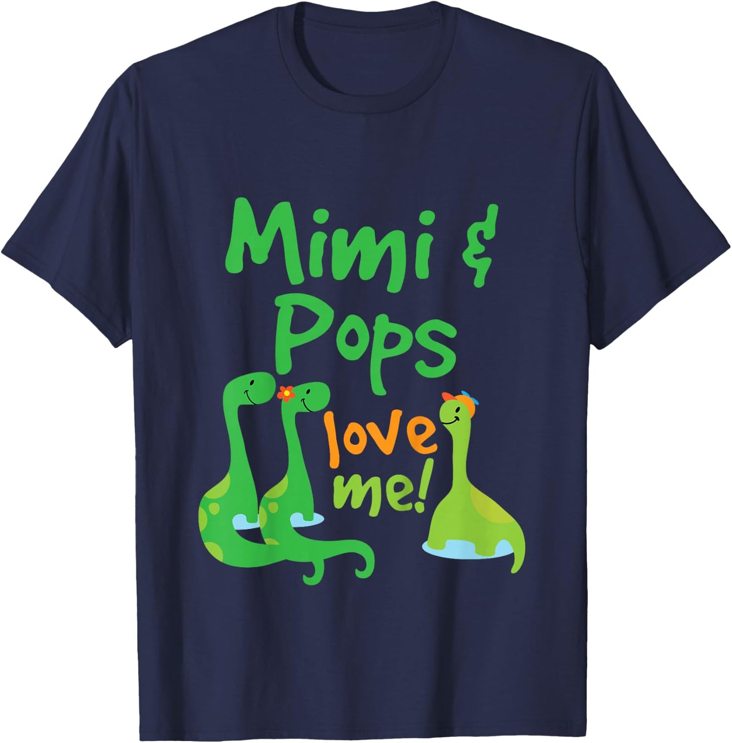 Kids Mimi and Pops Love Me Grandson Dinosaur T-Shirt - T-Shirt | Navy