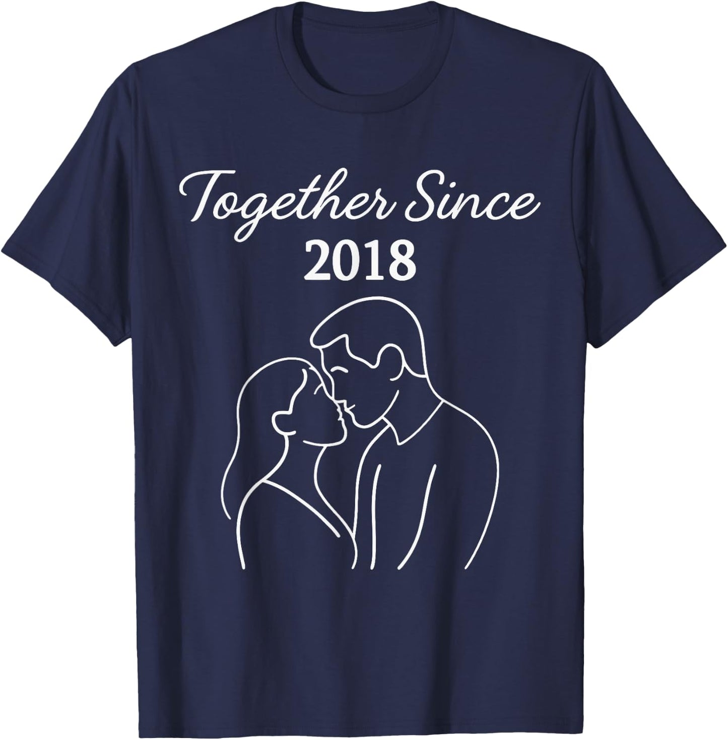 Together Since 2018 Minimal Romantic Couple Anniversary T-Shirt - T-Shirt | Navy