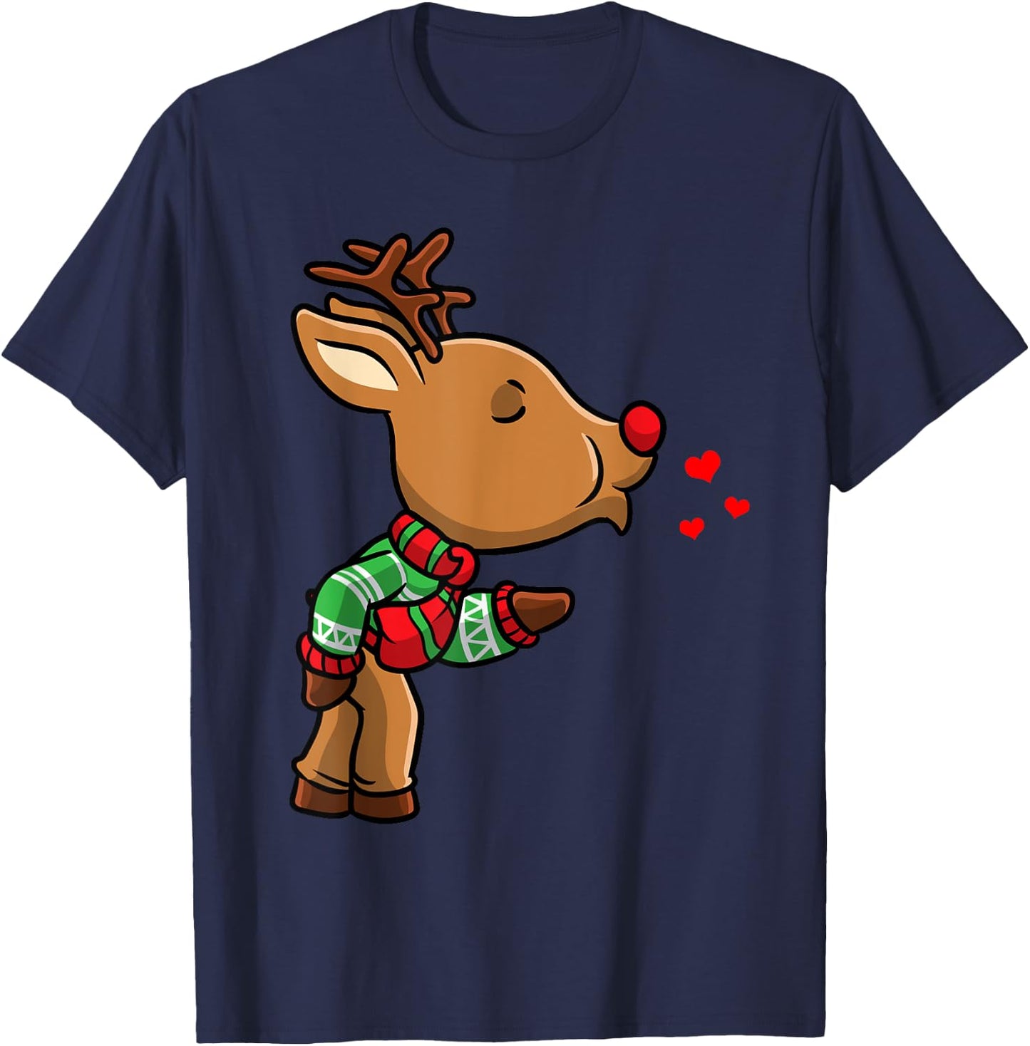 Reindeer Christmas Matching Couple T-Shirt - T-Shirt | Navy