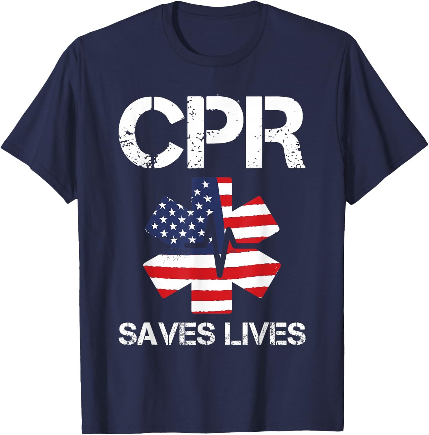 CPR Instructor CPR Saves Lives American Flag T-Shirt - T-Shirt | Navy