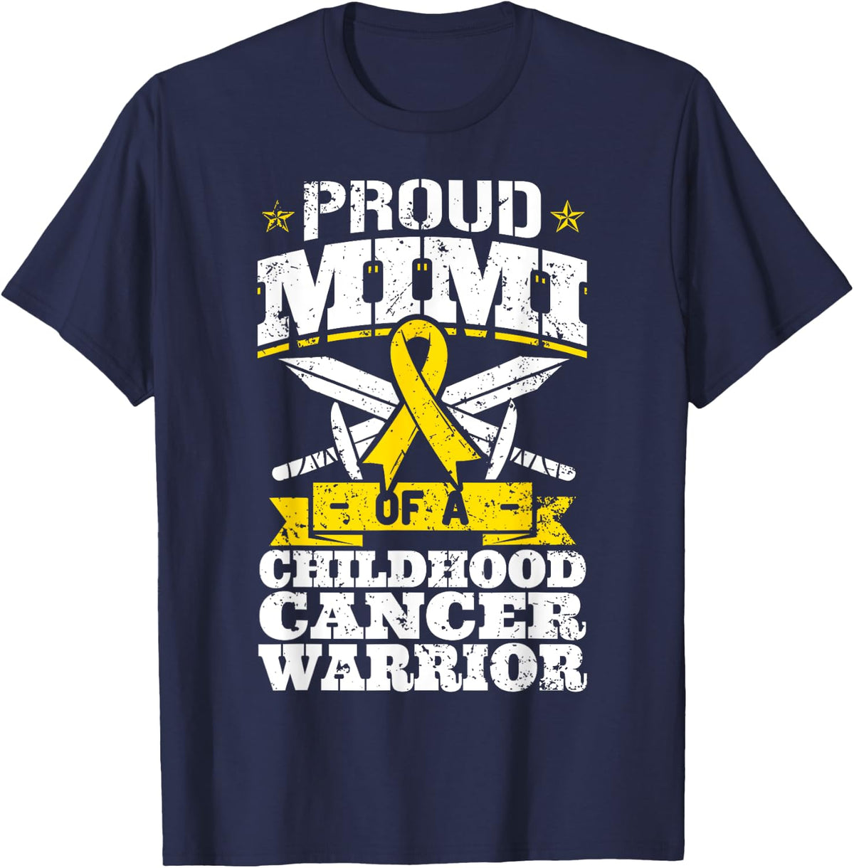 Proud Mimi Of A Childhood Cancer Warrior Awareness Grandma T-Shirt - T-Shirt | Navy