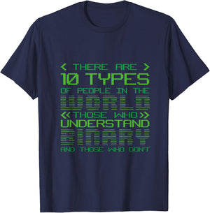 10 Types Of People Binary Code Programmers Binary Code T-Shirt - T-Shirt | Navy