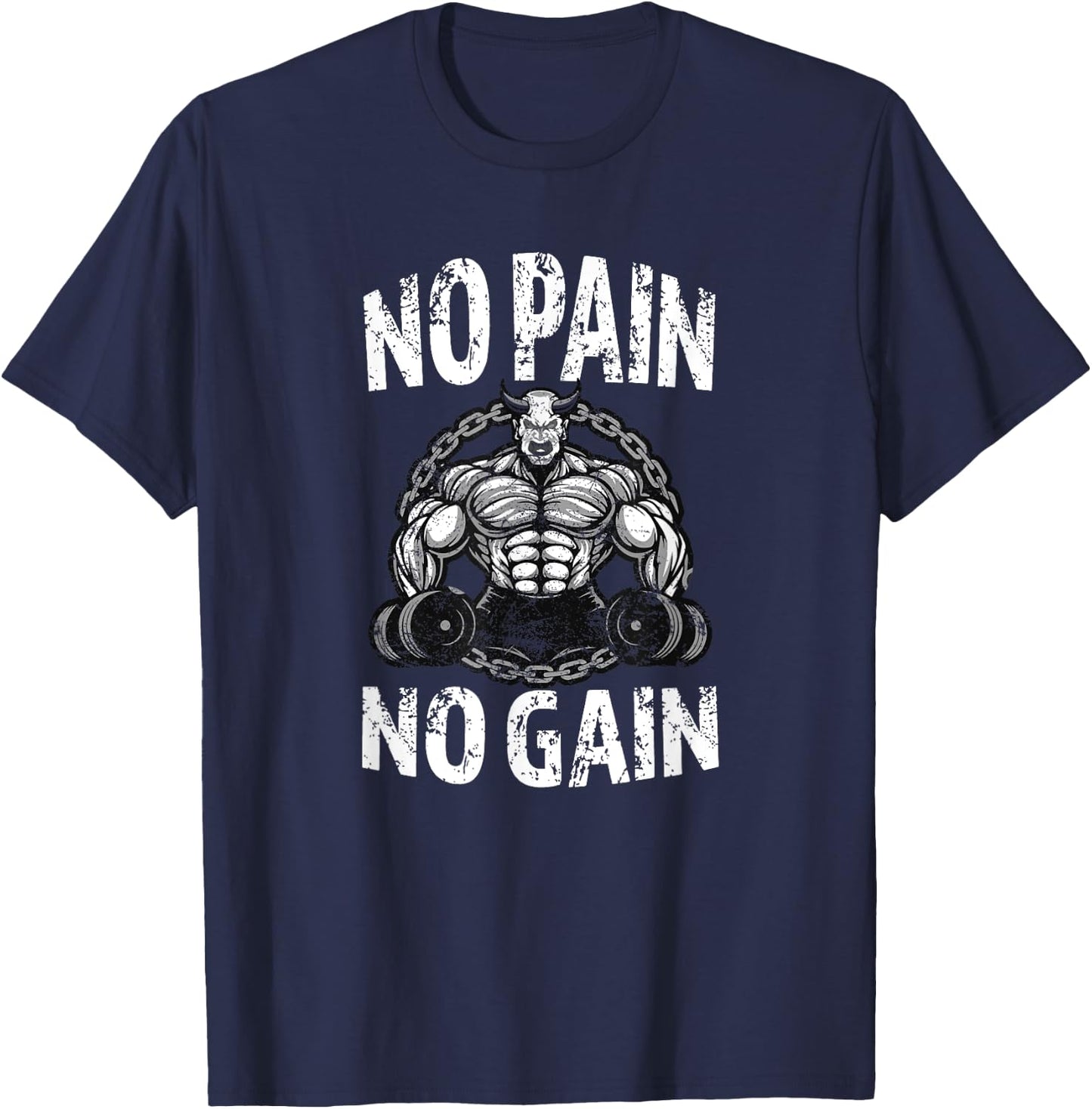 Workout Gym Strong Devil Devil No Pain No Gain T-Shirt - T-Shirt | Navy