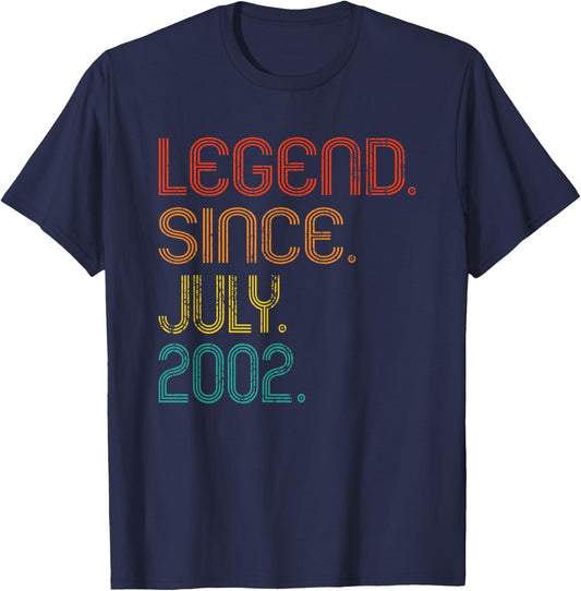 Legend Since July 2002 20th Birthday 20 Years Old Vintage T-Shirt - T-Shirt | Navy