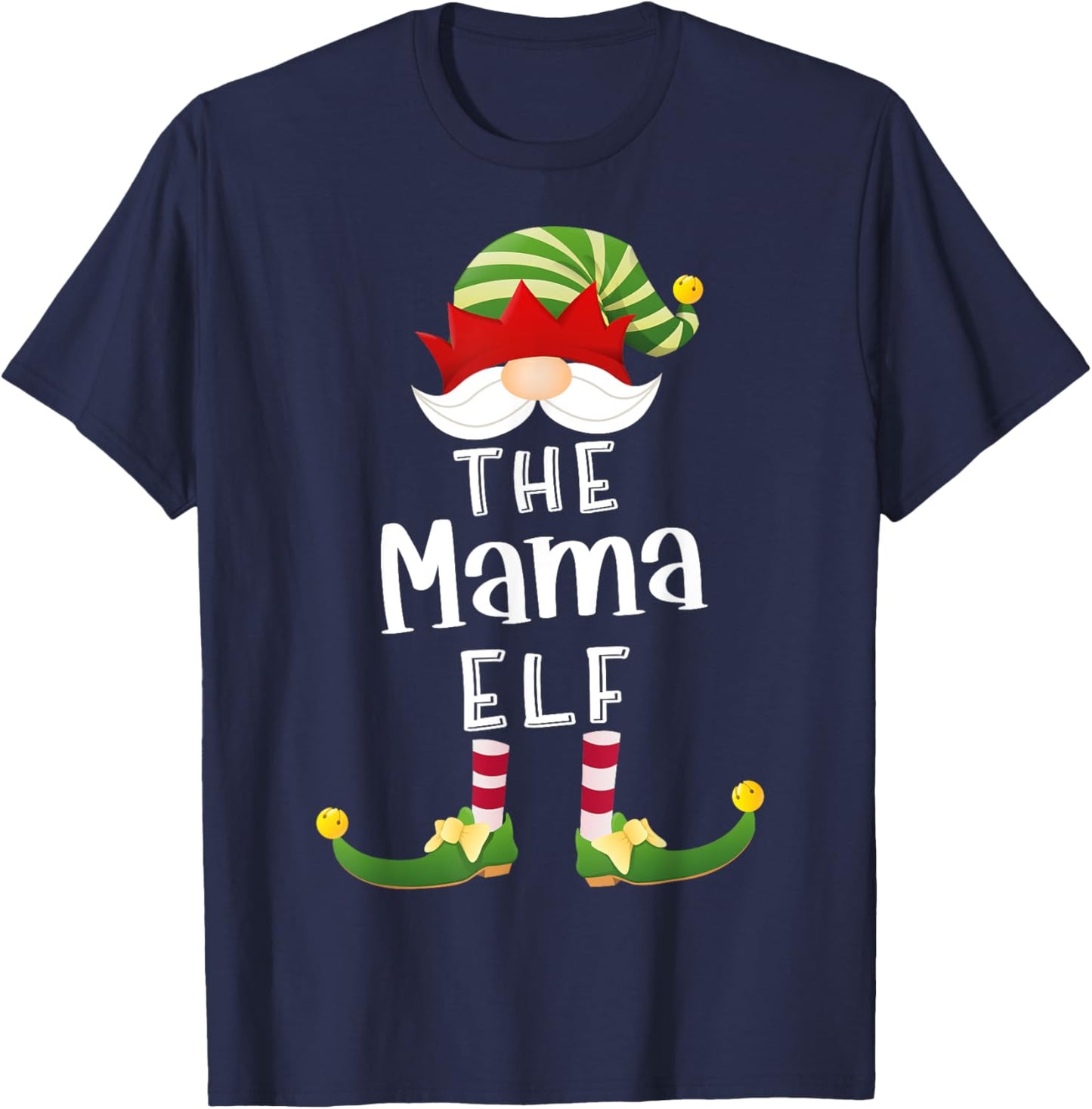 Mama Elf Group Christmas Funny Pajama Party T-Shirt - T-Shirt | Navy