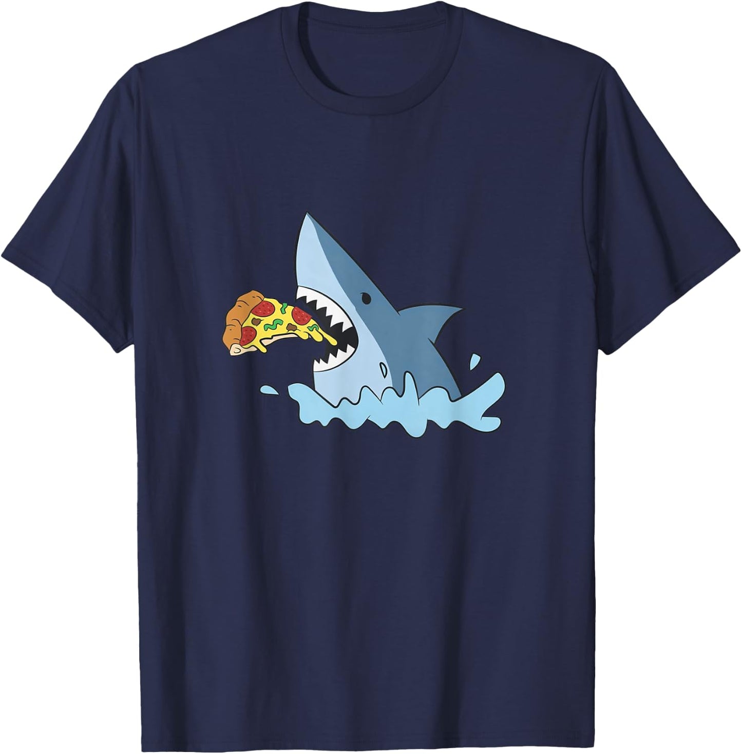 Shark Eating Pizza T-Shirt - T-Shirt | Navy