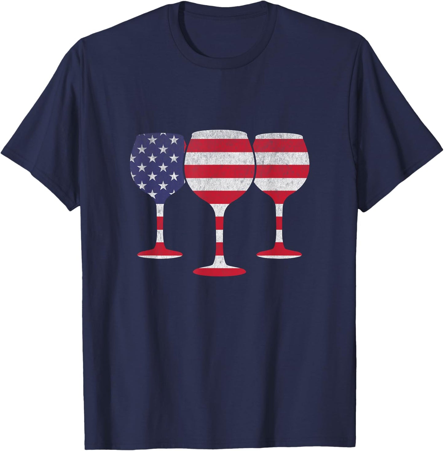 4th Of July Party Patriotic Day Wine US Flag 4th Of July T-Shirt - T-Shirt | Navy