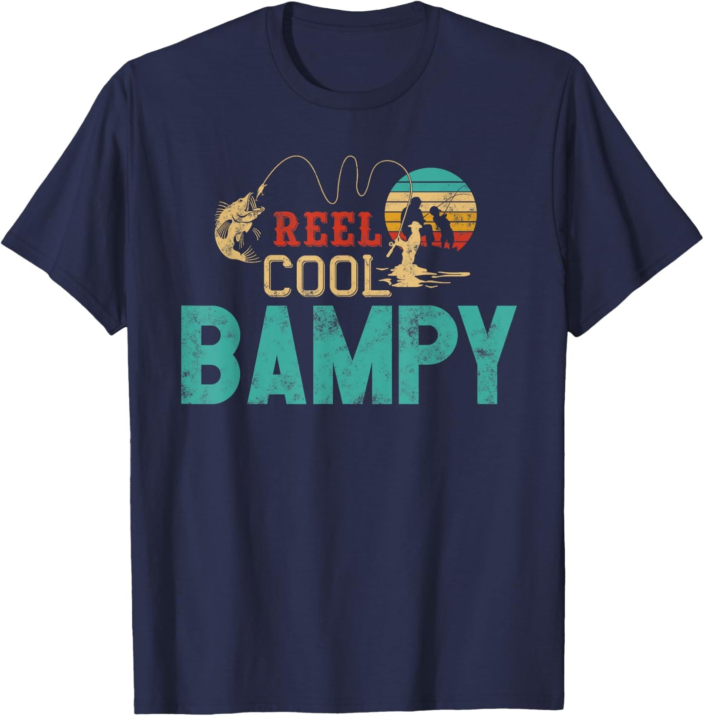Reel Cool Bampy vintage funny fishing rod gifts for Bampy T-Shirt - T-Shirt | Navy