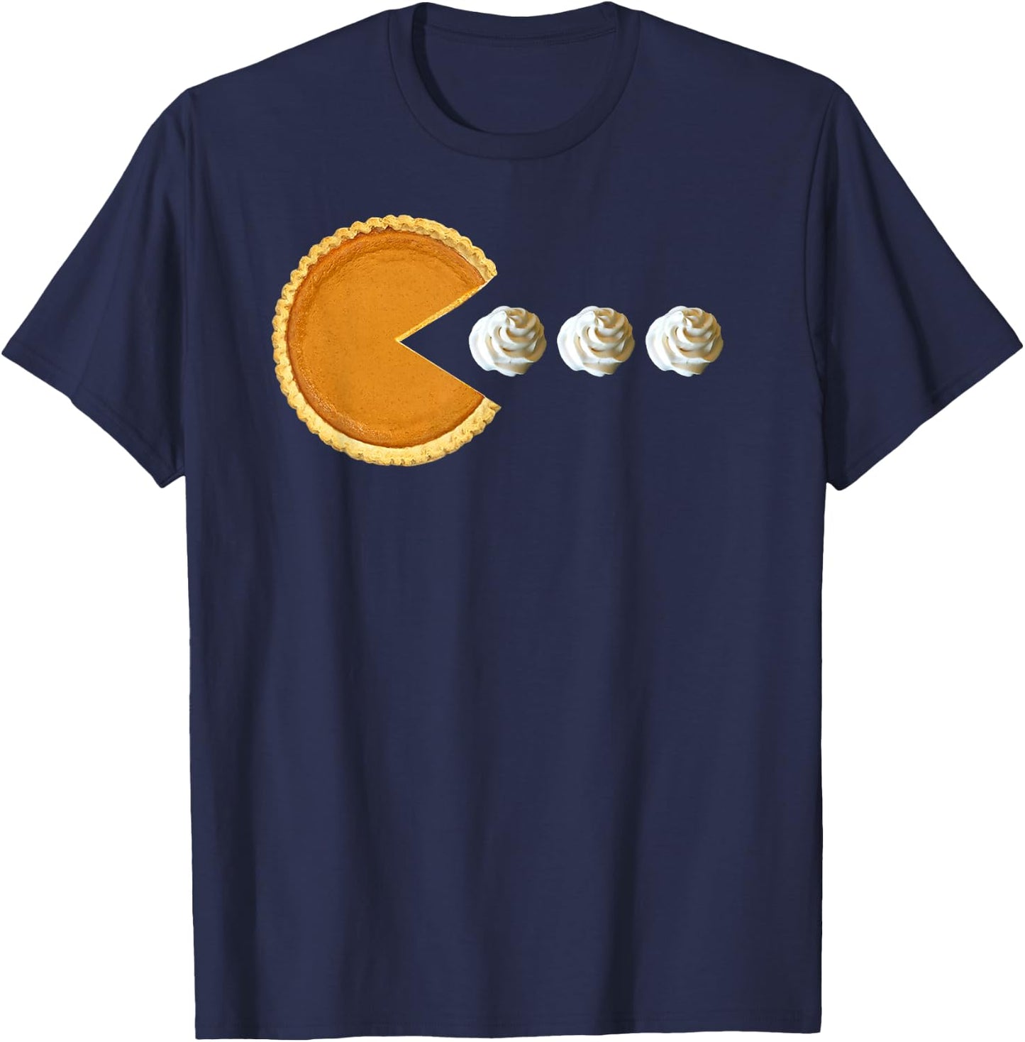 Pumpkin Pie Eating Whipped Cream Funny Boys Thanksgiving T-Shirt - T-Shirt | Navy