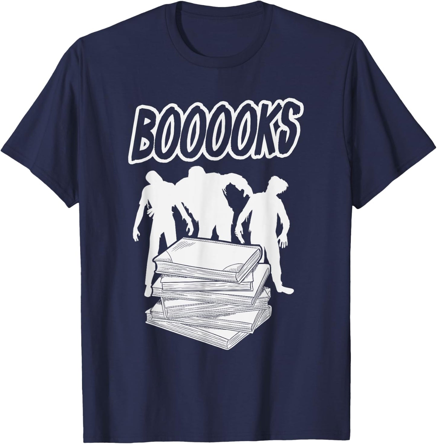 Booooks Halloween Zombie Book Reader Spooky Funny Gift T-Shirt - T-Shirt | Navy