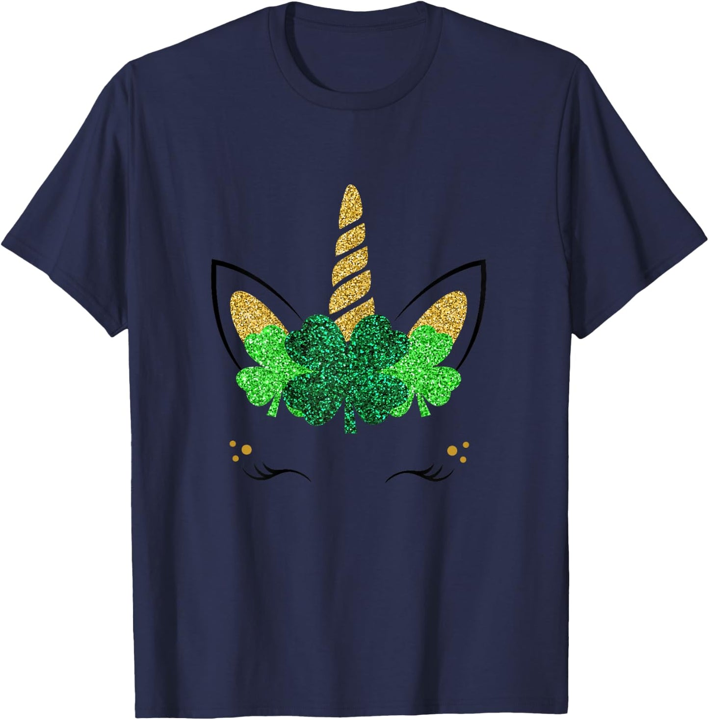 Unicorn Face St Patrick's Day Girls T-Shirt - T-Shirt | Navy