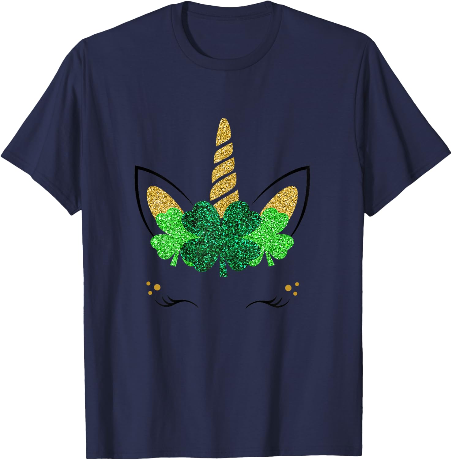 Unicorn Face St Patrick's Day Girls T-Shirt - T-Shirt | Navy