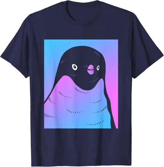 Vaporwave Penguin Aesthetic Pastel Goth Aquatic Bird T-Shirt - T-Shirt | Navy