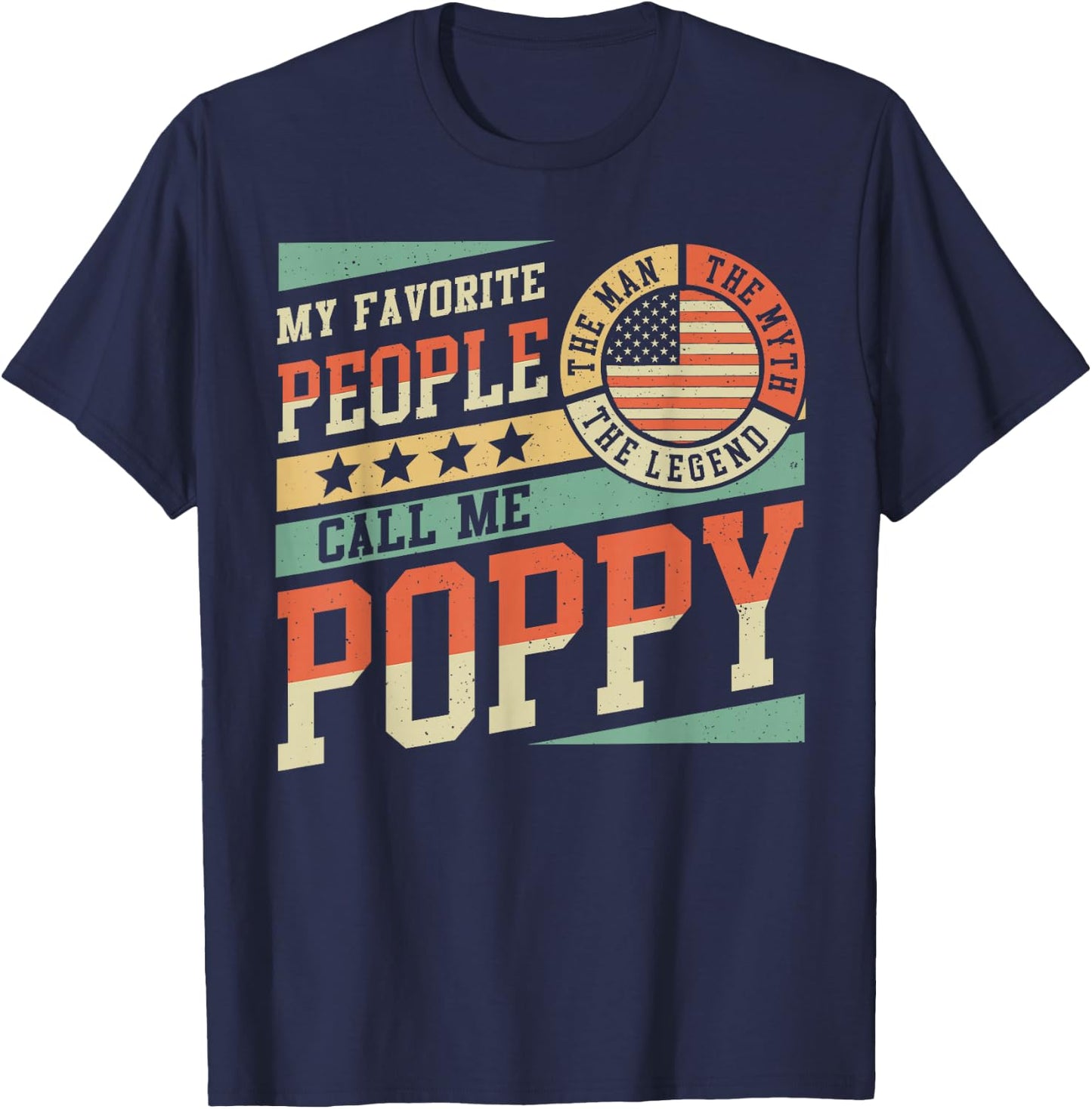 My Favorite People Call Me Poppy Men Vintage Grandpa T-Shirt - T-Shirt | Navy