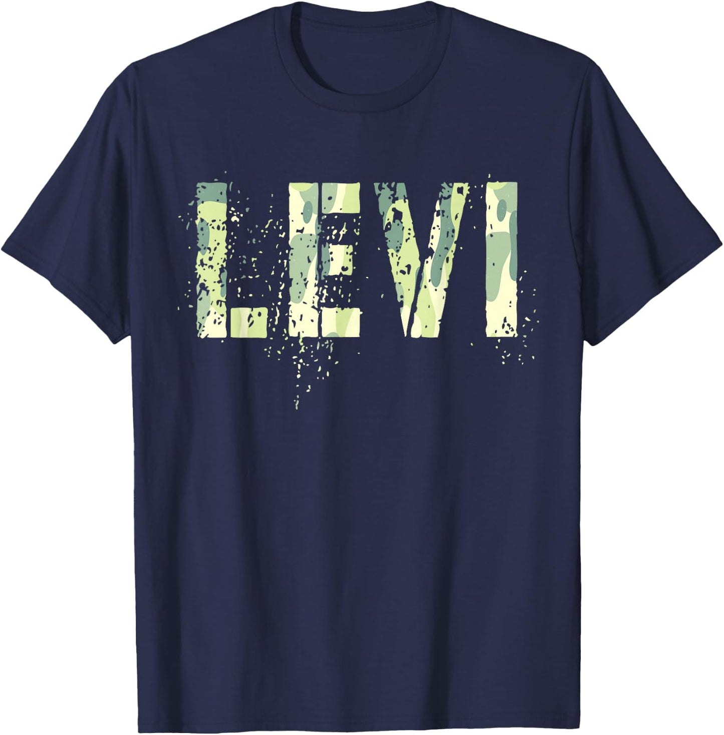 Personalized Name LEVI Camo Boy Military Birthday Father Son T-Shirt - T-Shirt | Navy