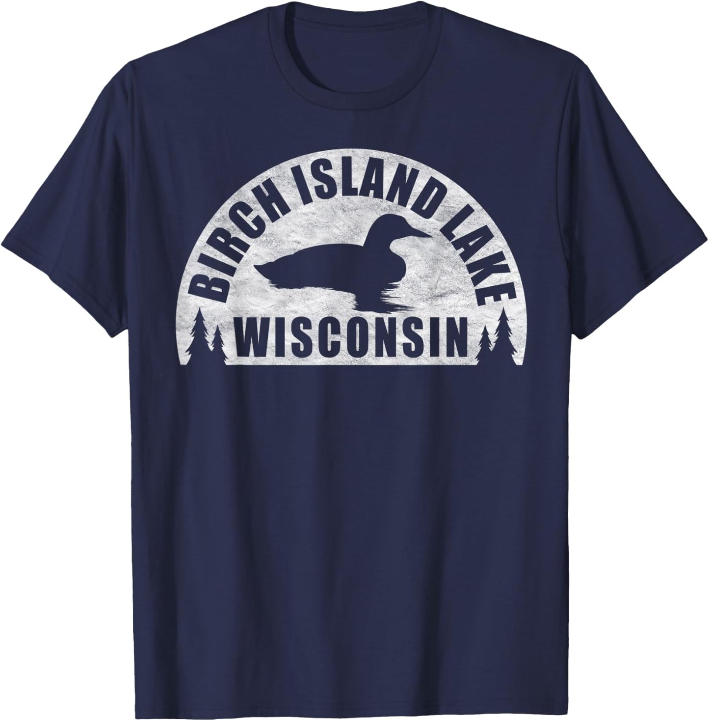 Birch Island Lake Northern Wisconsin Loon T-Shirt - T-Shirt | Navy