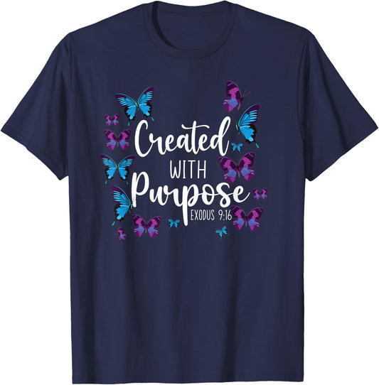 Christian Bible Verse Butterfly Exodus 9:16 T-Shirt - T-Shirt | Navy