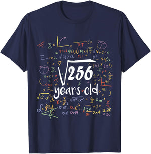 Square Root Of 256 - 16th Birthday 16 Year Old Math Bday T-Shirt - T-Shirt | Navy