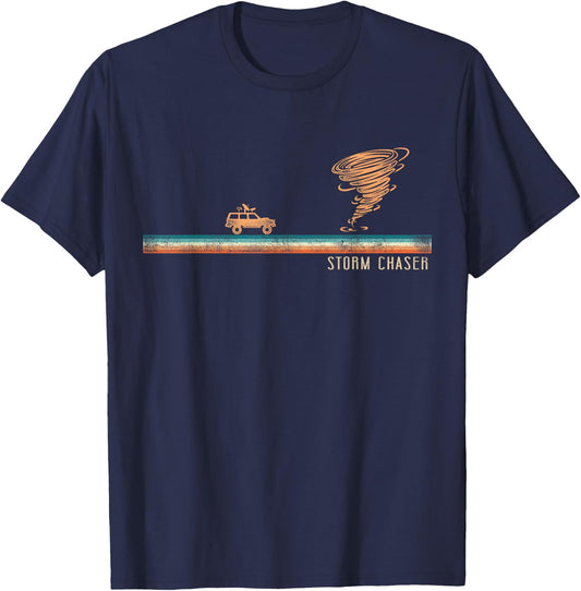 Storm Chaser Hurricane Meteorology Tornado Retro Vintage T-Shirt - T-Shirt | Navy