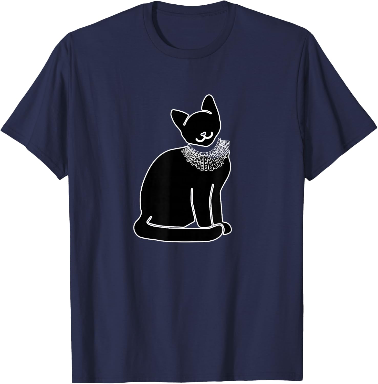 Cat with Ruth Bader Ginsburg Collar RBG T-Shirt - T-Shirt | Navy