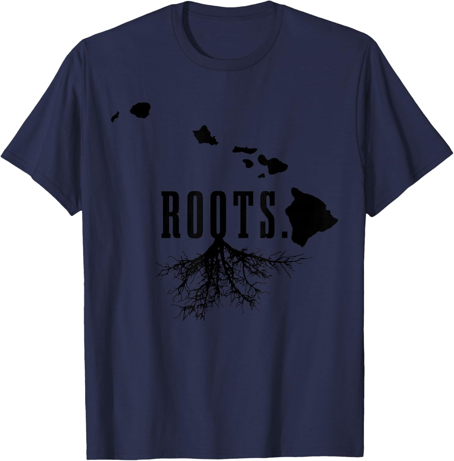 Hawaiian Island Map - Hawaiian Roots - Vintage Design T-Shirt - T-Shirt | Navy