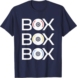 Box Box Box Radio Call Racer to the Pit Crew Tyre Racing T-Shirt - T-Shirt | Navy