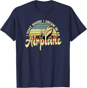 I Don't Snore I Dream I'm An Airplane Retro Vintage Snoring T-Shirt - T-Shirt | Navy