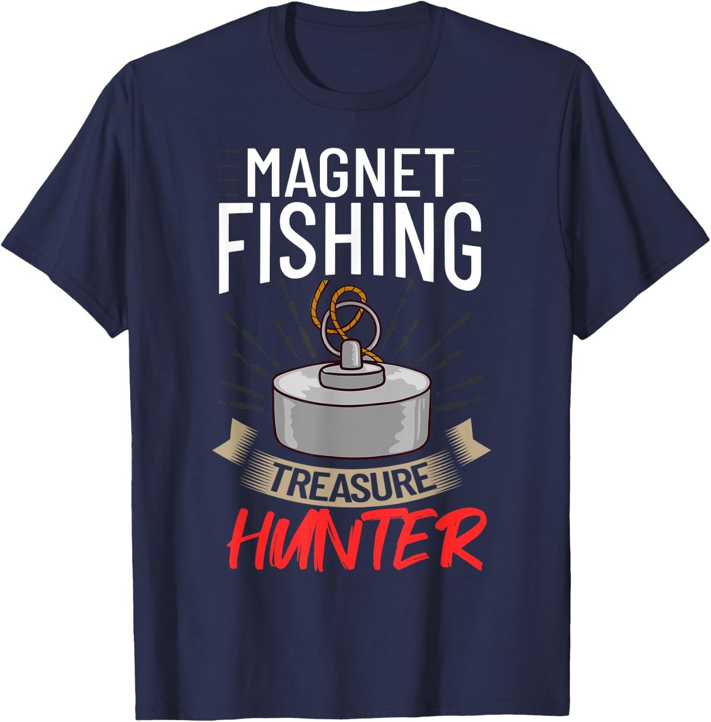 Magnet Fishing Beginner Fisher Usa Fisherman T-Shirt - T-Shirt | Navy
