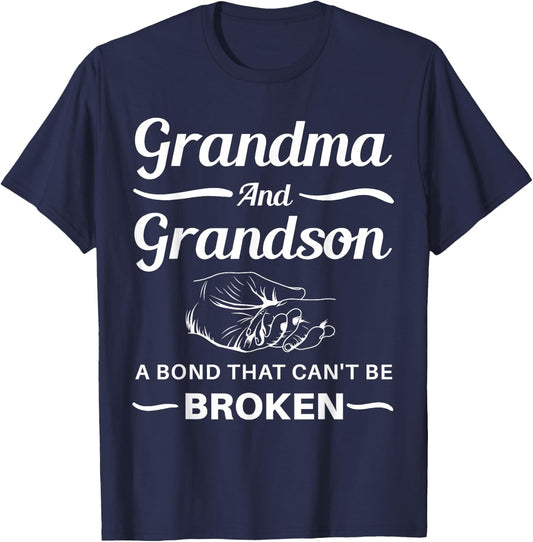 Grandma and Grandson A Bond That Can't Be Broken T-Shirt - T-Shirt | Navy
