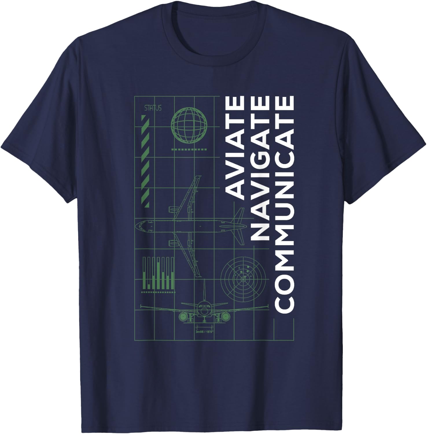 Pilot Aviate Navigate Communicate Aviation T-Shirt - T-Shirt | Navy