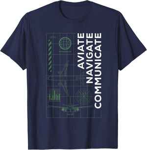 Pilot Aviate Navigate Communicate Aviation T-Shirt - T-Shirt | Navy