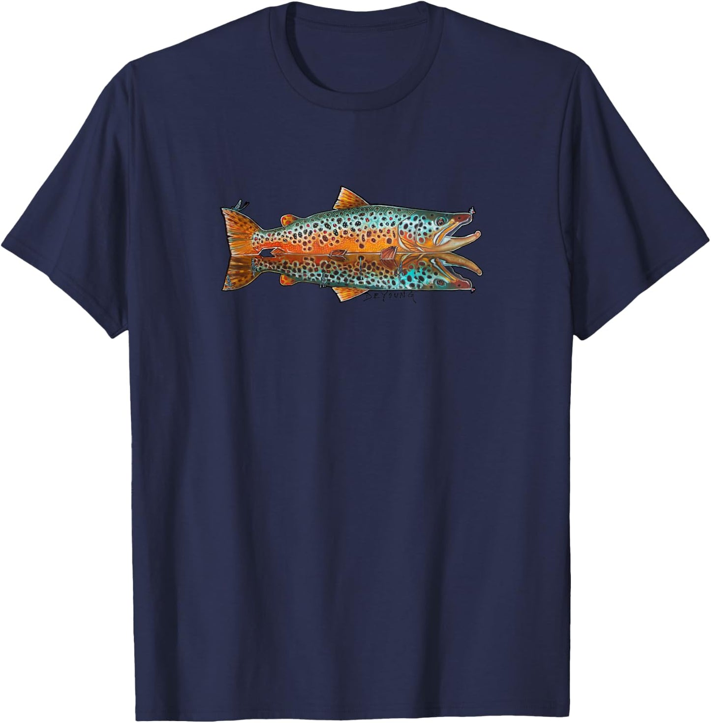 Brown Trout Fly Fishing T-Shirt - T-Shirt | Navy
