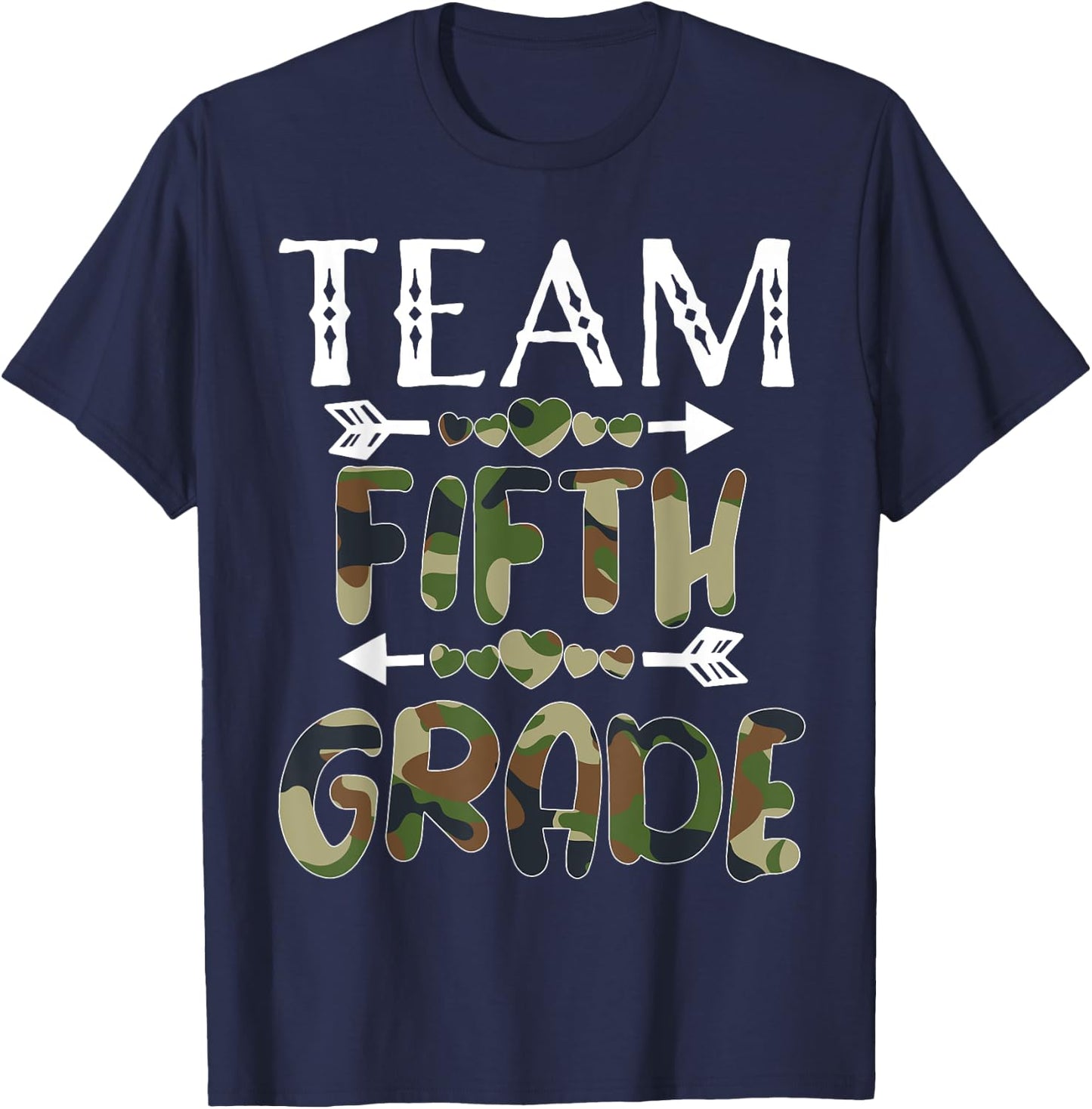 Team Fifth Grade Back To School 1st Day Camo Teachers T-Shirt - T-Shirt | Navy