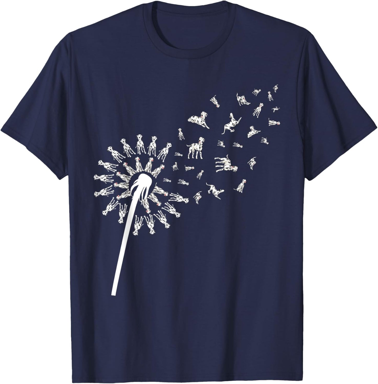 Dandelion Animal Pet Dog Owner Dog Lover Floral Dalmatian Men Women Girls Kids T-Shirt - T-Shirt | Navy