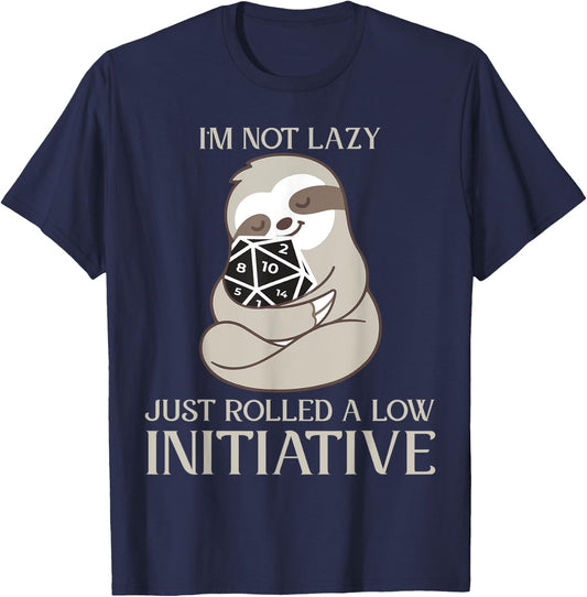 Im not lazy just rolled a low initiative lazy cute Sloth T-Shirt - T-Shirt | Navy