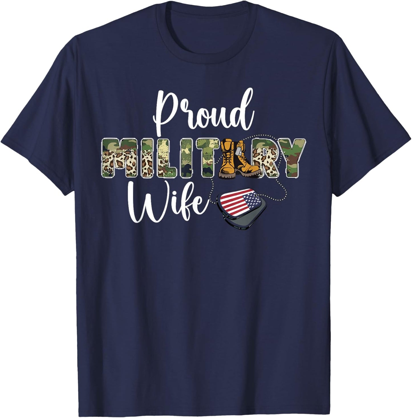 Proud Military Wife of A Soldier Wife T-Shirt - T-Shirt | Navy